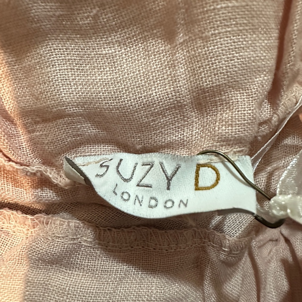 Suzy D London Light Pink Linen Sahara Ultra Wide Leg Culotte Pants Med NWT - Picture 13 of 16